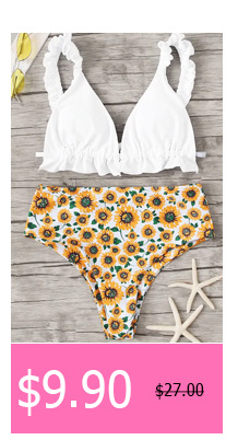 Frill Strap Top With Random Sunflower High Waist Bikini