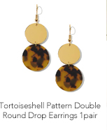 Tortoiseshell Pattern Double Round Drop Earrings 1pair