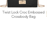 Twist Lock Croc Embossed Crossbody Bag