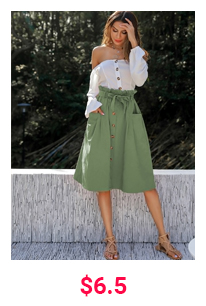 DUAL POCKET BUTTON FRONT BELTED PAPERBAG SKIRT