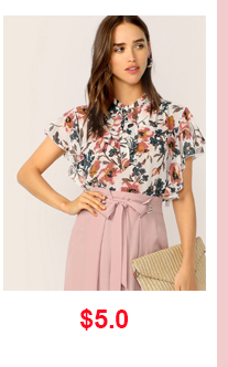 TIE NECK RUFFLE ARMHOLE FLORAL PRINT TOP