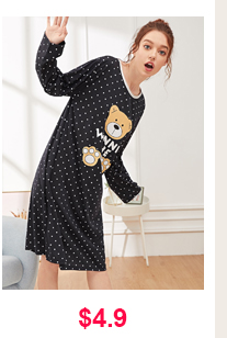 BEAR PRINT POLKA DOT NIGHT DRESS