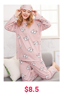 CARTOON EYE PRINT PJ SET WITH EYE COVER