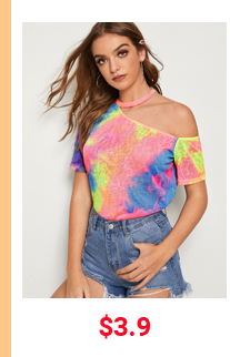 TIE DYE ASYMMETRICAL CHOKER CUTOUT TOP