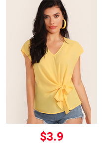 V-NECK TIE FRONT SOLID TOP