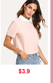 PEARL EMBELLISHED CONTRAST COLLAR TEE