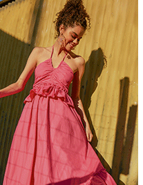 SHEIN Платье-халтер со сборкой с баской