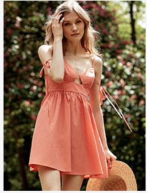 SHEIN X Isabelle WANG Knot Detail Cutout Front Shirred Back Cami Dress