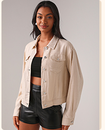 SHEIN X FARAH NAZ NEW YORK Flap Pocket Drop Shoulder Jacket